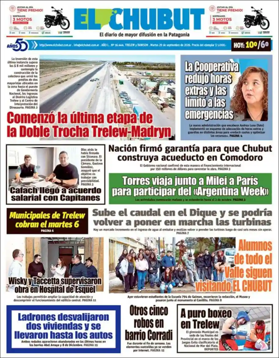 Estudios Max | FM RUTA 66 - Tapa del diario El Chubut