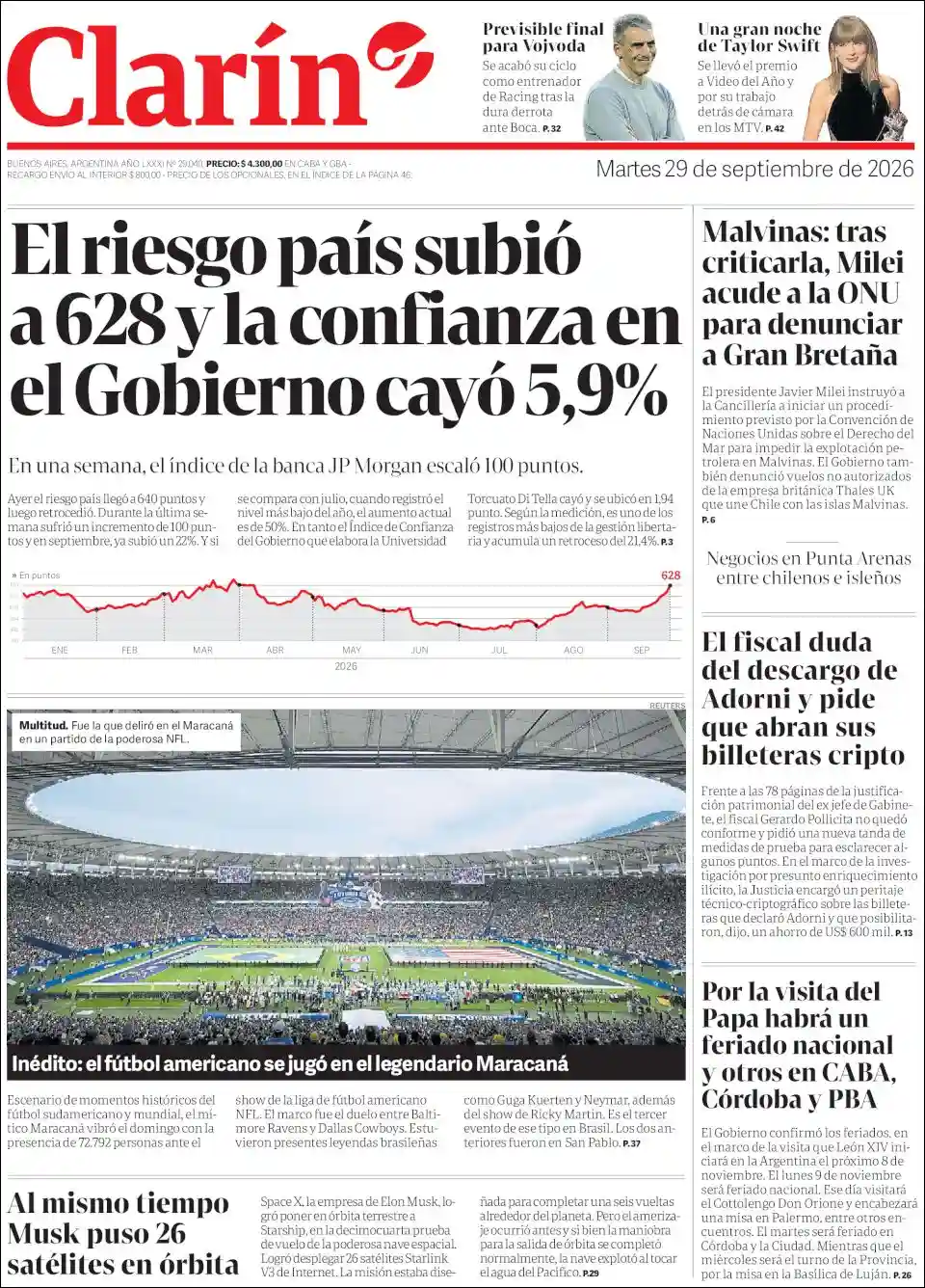 Estudios Max | FM RUTA 66 - Tapa del diario Clarin