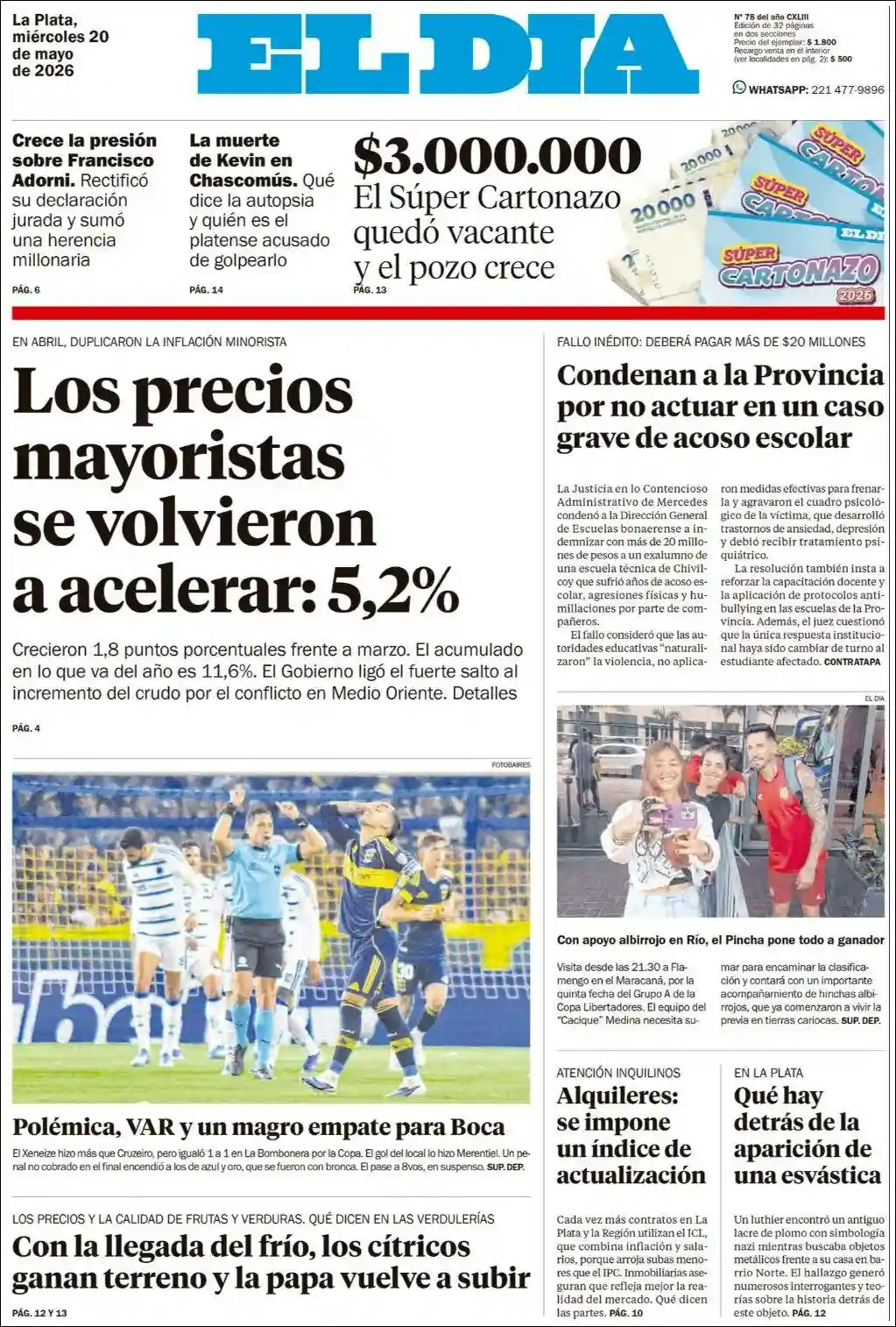 Estudios Max | FM RUTA 66 - Tapa del diario El Dia