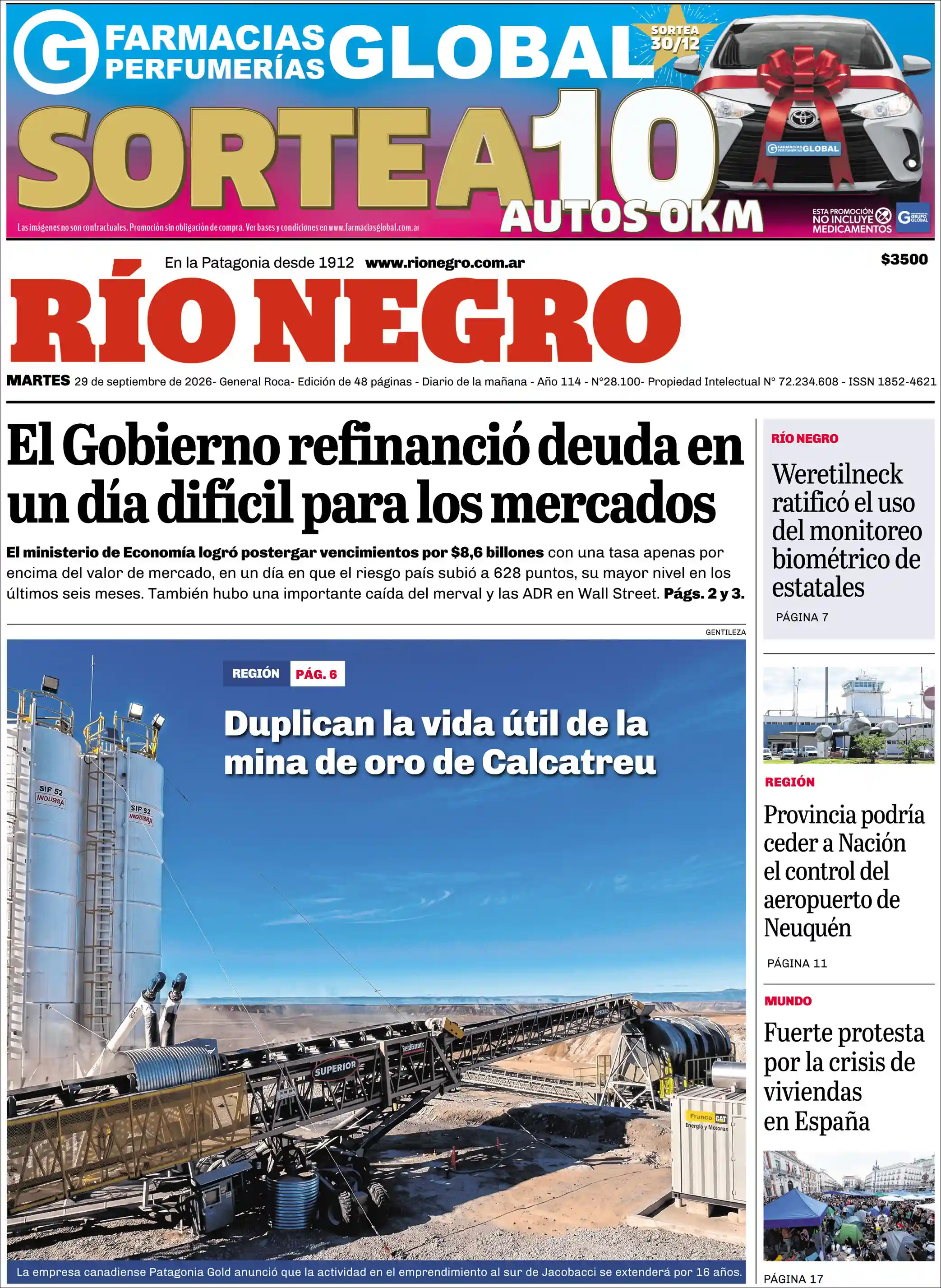 Estudios Max | FM RUTA 66 - Tapa del diario Rio Negro