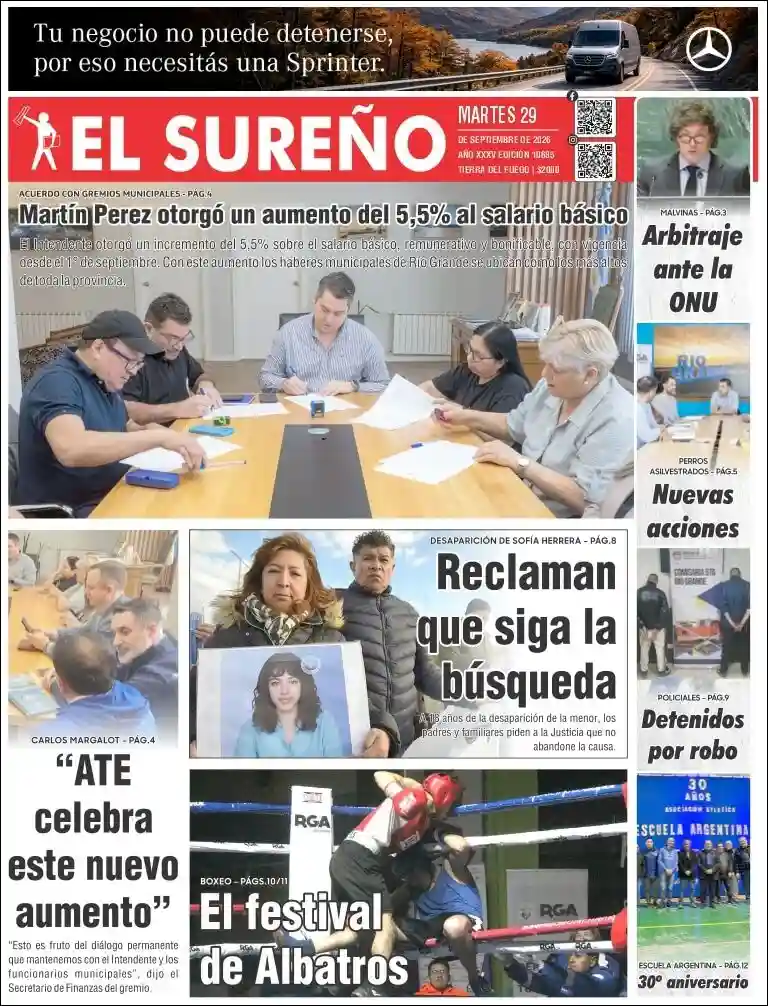 Estudios Max | FM RUTA 66 - Tapa del diario El Sureño